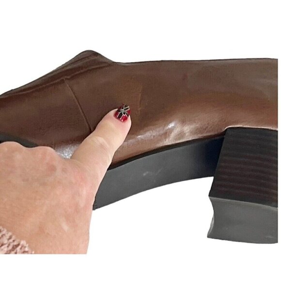 Franco Sarto Women's Sz 9.5 Brown Randy Block Heel Slip-on Booties - Picture 10 of 12